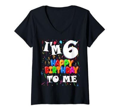 Mujer 6 años 6 años 6 cumpleaños feliz cumpleaños niños y niñas Camiseta Cuello V