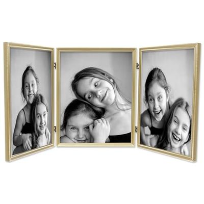 Lawrence Frames Bordure de perles triple 8 x 10 cm, or satiné
