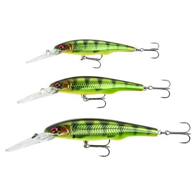 Savage Gear Gravity Twitch DR Lure, appât prédateur réaliste avec système Long-Cast en tungstène, action de dard frénétique, perches, brochets, truites et sandres, Fluorescent Yellow Tiger, 8.3cm, 11g