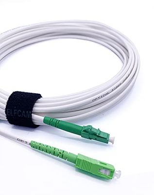 Elfcam® - Câble à Fibre Optique SC/APC à LC/APC Monomode Simplex 9/125μm OS2 Jarretière Optique LSZH Blanc (3M)