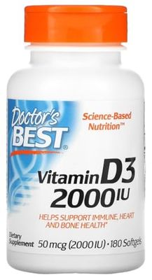Doctor's Best - Vitamin D3 | High-dose Support for The Immune System and Bone Health - 180 softgels