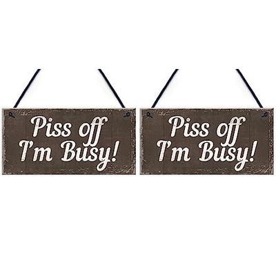 RED OCEAN DO NOT DISTURB Polite Notice Hanging Plaque Wall Door Man Cave Do Not Enter Men Sign (Pack of 2)