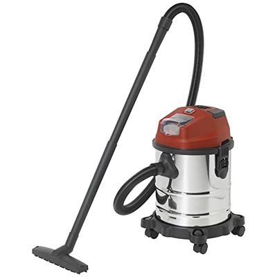 Toolcraft NTS-200 / TAWB-200 TO-7444734 NASS-/Trockensauger 18.5l Akku, ohne Ladegerät TO-7444734-Aspirador (18,5 L, sin batería, sin Cargador), Acero Inoxidable