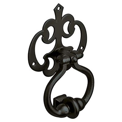 Amig - Aldaba artística, preto, mate, 110 x 100 mm, Chamador de porta rústico decorativo, instalação fácil, resistente a intempéries, multicolorido, ZAMAK