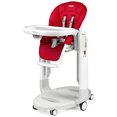 Peg Perego Tatamia Follow Me Multifunctionele kinderstoel voor pasgeborenen, babyligstoel, schommelstoel, 6 wielen, inklapbaar, voor kinderen van 0 tot 3 jaar (0-15 kg), aardbeien