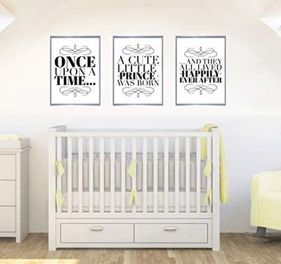 Once Upon A Time Set van 3 citaten Baby Jongens Kinderdagverblijf Decor Wall Art Poster Print - formaat A4 - 210 x 297 mm