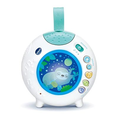 VTech - Lumi Nachtlampje met blauwe betoverde nacht, muzikaal babynachtlampje, lichtprojectie op het plafond, zachte muziek, witte geluiden en natuurgeluiden, geboortecadeau - inhoud in het Frans