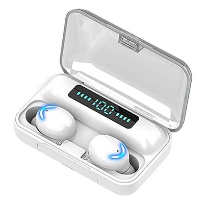 Tec-Digi Draadloze oordopjes, Bluetooth 5.0 Hoofdtelefoon TWS True Draadloze Oortelefoon voor iPhone/Android, 40H Speeltijd, Touch Control, IPX7 Waterdicht, Draagbaar Opladen Case, Wit