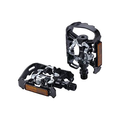 BBB Cycling Pedales de Doble Plataforma para Bicicleta de Carretera con Tacos SPD y Planos de 9/16 Pulgadas, tensión Ajustable para MTB E-MTB Urban E-Road DualChoice 2.0 BPD-23B