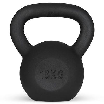 Athlyt Gietijzeren Kettlebell, 16kg, Zwart