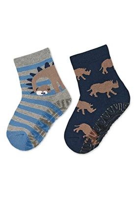 Sterntaler Unisex dziecięce skarpety FLI Air DP Dino+nosorożec, jasnoszary melanż, 18