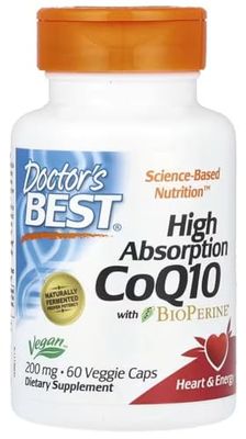Doctor's Best - CoQ10 avec BioPerine | CoQ10 à absorption élevée, 200mg - 60 gélules végétaliennes