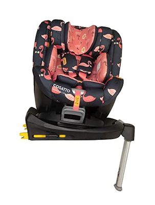 Cosatto Come & Go Siège auto rotatif à 360° – 0-4 ans (0-105 cm), iSize, ISOFIX, protection contre les chocs latéraux, anti-fuite, dos arrière étendu, base incluse (joli flamant rose)