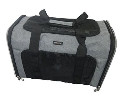 Wouapy - Sac Détente pour Chien et Chat - Sac de Transport en Tissu Nylon Résistant - Larges Filets pour Une Ventilation Maximale - Pratique & Confortable - Taille Large - Gris