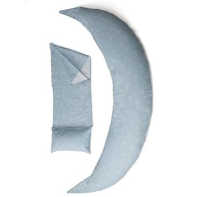Nuvita 7100 DreamWizard Voedingskussen & zwangerschapskussen, 12-in-1, met verstelbare lendensteun, overtrek van 100% katoen, afneembaar en wasbaar, met microparels (Grey Star)