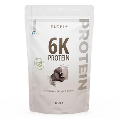 Nutri + Poudre de protéines Chocolate Fudge 1 kg - 6k Everyone`s VHEY - Poudre protéique chocolat sans lactose - Poudre de protéines multicomposants choco sans sucre ajouté