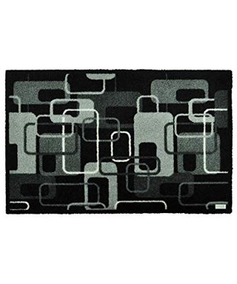 Zala Living Retro Grijs Zwart Voetmat Schoonloopmat Deurmat Dekommat, Polyamide, 67 x 180 x 0,7 cm