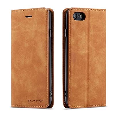 QLTYPRI Funda para iPhone 7/8/SE 2020/SE 2022 5G, Funda de Piel sintética, Soporte para Tarjetas, Soporte de absorción magnética Oculta, Funda Tipo Cartera para iPhone SE 2022/SE