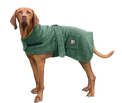 Danish Design Accappatoio in Cotone Verde Regolabile con Velcro per Cani/Cuccioli, 50,8 cm