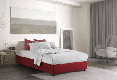 Talamo Italia - Lit double Nicole, Lit coffre avec revêtement en tissu, 100% Made in Italy, Ouverture frontale, adapté pour matelas 120x190 cm, Rouge