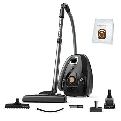 Rowenta Green Force Effitech RO6189 - Aspirador con bolsa de 400 W, hasta un 82 % reciclable, gran filtración HEPA más de 99,98%, depósito de 4,5 L, cable de 8,4 m, incluye accesorios, negro