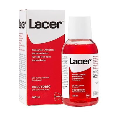 COLUTORIO LACER - Colutorio 200ml, Larga Duración, Previene Caries, Enjuague Bucal Diario, Sin Alcohol, Sin Gluten, Elimina la Placa Bacteriana