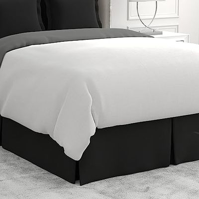 Bed Maker's Mantovana giroletto avvolgente, stile classico, tessuto resistente alle pieghe a bassa manutenzione, tradizionale lunghezza 35,5 cm, king size, nero