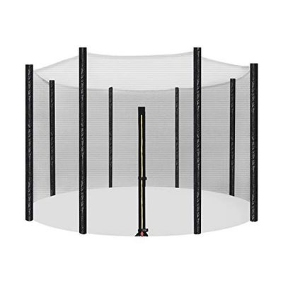 SONGMICS Veiligheidsnet voor trampoline, voor 305 cm ronde trampoline, reservenet voor 8 rechte stangen, beschermnet voor tuintrampoline, zwart STN10FT