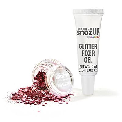Snazaroo Bio Glitter Kit, Face and Body Paint, Biodegradable Gliter, Red Colour 5g + Fixer