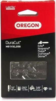 Oregon DuraCut Kettingzaagketting voor 40 cm zaagblad - 56 schakels - geschikt voor Husqvarna, Echo, Poulan, Craftsman, Domar en meer (M91VXL056E), grijs