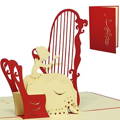 LIN- Pop-up-wenskaarten, verjaardagskaarten, muziekconcert waardebonnen, harpspel