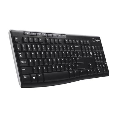 Logitech K270 Draadloos Toetsenbord voor Windows, 2,4 GHz Draadloos, Volledig Formaat, Numeriek Keypad, 8 Multimediatoetsen, Batterijduur van 2 Jaar, PC, Laptop, Belgisch AZERTY indeling - Zwart