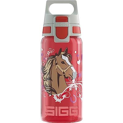 Sigg - Sports Water Bottle For Kids - Viva One Horses - Suitable For Carbonated Drinks - Leakproof - Dishwasher Safe - BPA Free - School & Bike - Red - 0.5L