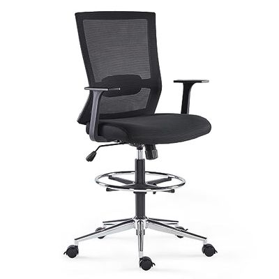 Sunon Bureaustoel mesh kantoor, ergonomische draaibare computer met hoge rugleuning en verstelbare hoogte voetensteun ringkruk en remwielen, zwart, 114240099, XL