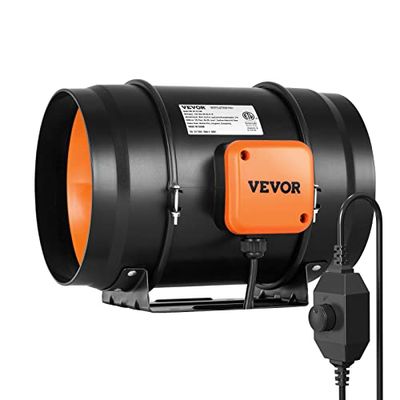 VEVOR In-line kanalfläkt, 203,2 mm, tyst luftdragare 860 m³/h växelstyrning växelriktare, AC-motor, kylbooster för odlingstält, hydroponics
