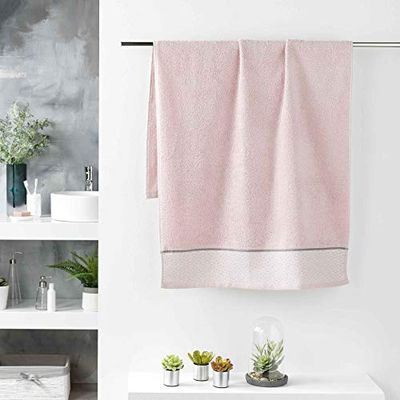 Douceur d'Intérieur, Drap de Douche (70 x 130 cm) Belina Rose, Eponge Jacquard