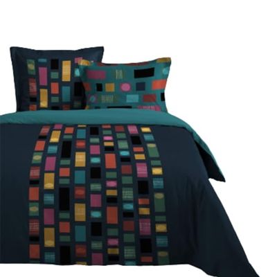 Stof - Parure copripiumino Tommy 240 x 220 cm e 2 federe 63 x 63 cm - 100% cotone a 57 fili, certificato Oekotex, geometrico, multicolore