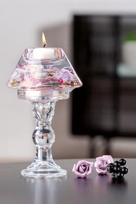 Pack of 2 Dreamlight, Tealight Candle Holder, Lamp Memphis, Rose, Glass, Purple, PU 2, H. 20 cm, D. 12 cm