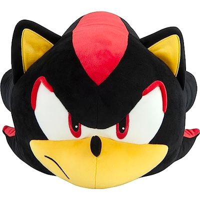 Club Mocchi Mocchi Tomy - Peluche Sonic Shadow Mega 38 cm- Peluches Halo à Collectionner - Jouets sous Licence Officielle - Figurines d'action - Jouet Shadow +3 Ans, Noir