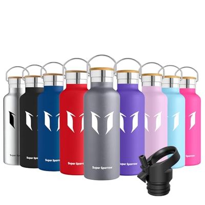 Super Sparrow Botella Agua Acero Inoxidable - Botella Agua Niños - 500ml - Botella Termica Boca Estándar - Sin BPA, para Niños & Adultos, Deporte, Oficina, Yoga, Ciclismo