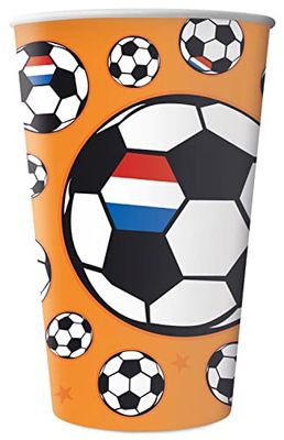 Folat 31079 Bekers Voetbal Oranje 250ml - 8 stuks WK EK voetbal Oranje Nederlands elftal