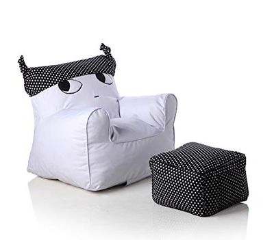 Sweety Toys 12169 Fauteuil pour Enfant avec Tabouret imperméable Blanc/Chapeau Noir