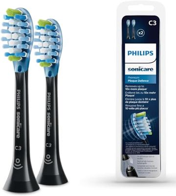 Philips Sonicare HX9042/33 Pack da 2 Testine di Ricambio C3 Premium Plaque Defence, con RFID e Tecnologia Adaptive, Per una Pulizia Profonda, Nero