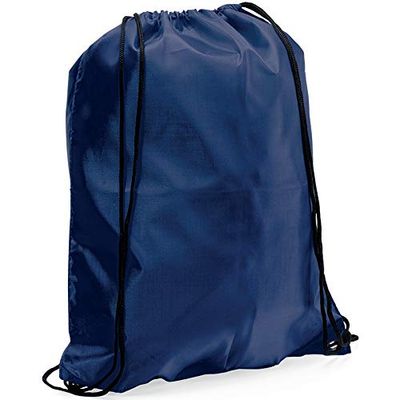 eBuyGB Unisex's wielokrotnego użytku poliestrowy plecak ze sznurkiem, plecak na siłownię, sport szkolny, zestaw PE, torba na książki, 34 x 42 cm, granatowy