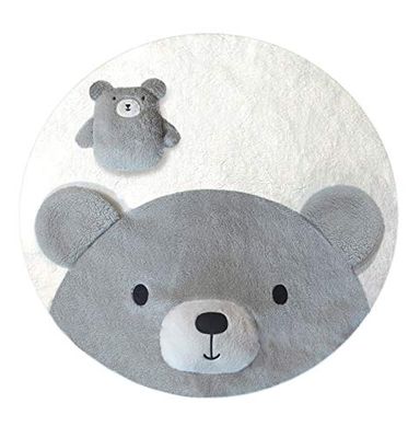 Babyspeelmat rond | 90 x 90 | 3D Teddy motief | Extra pluche teddybeer om te spelen | Super zacht sherpa oppervlak