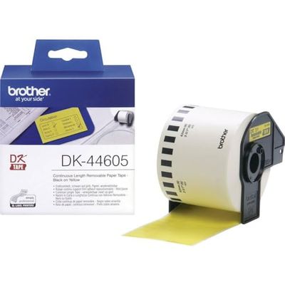 Brother DK44605 - Rotolo di etichette a lunghezza continua DK-44605 – Nero su giallo, 62 mm x 30,48 m