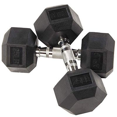 BalanceFrom Rubber ingekapselde hex halter in paren of singles, zwart