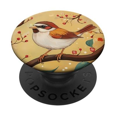 Cute Sparrow On A Branch PopSockets Adhesive PopGrip