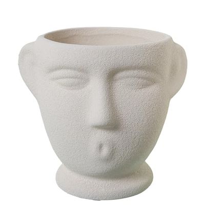 MACETERO CERÁMICA ROSTRO BEIGEARENA_°14X17CM
