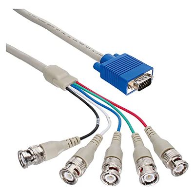 Intos VGA BNC Monitorkabel HD15 Mannelijk 5x BNC Mannelijk Afgeschermd 6.5ft Ferriet